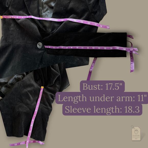 Banana Republic Black Suede Velvet Blazer Jacket Fitted Single Button 0 - Picture 10 of 10